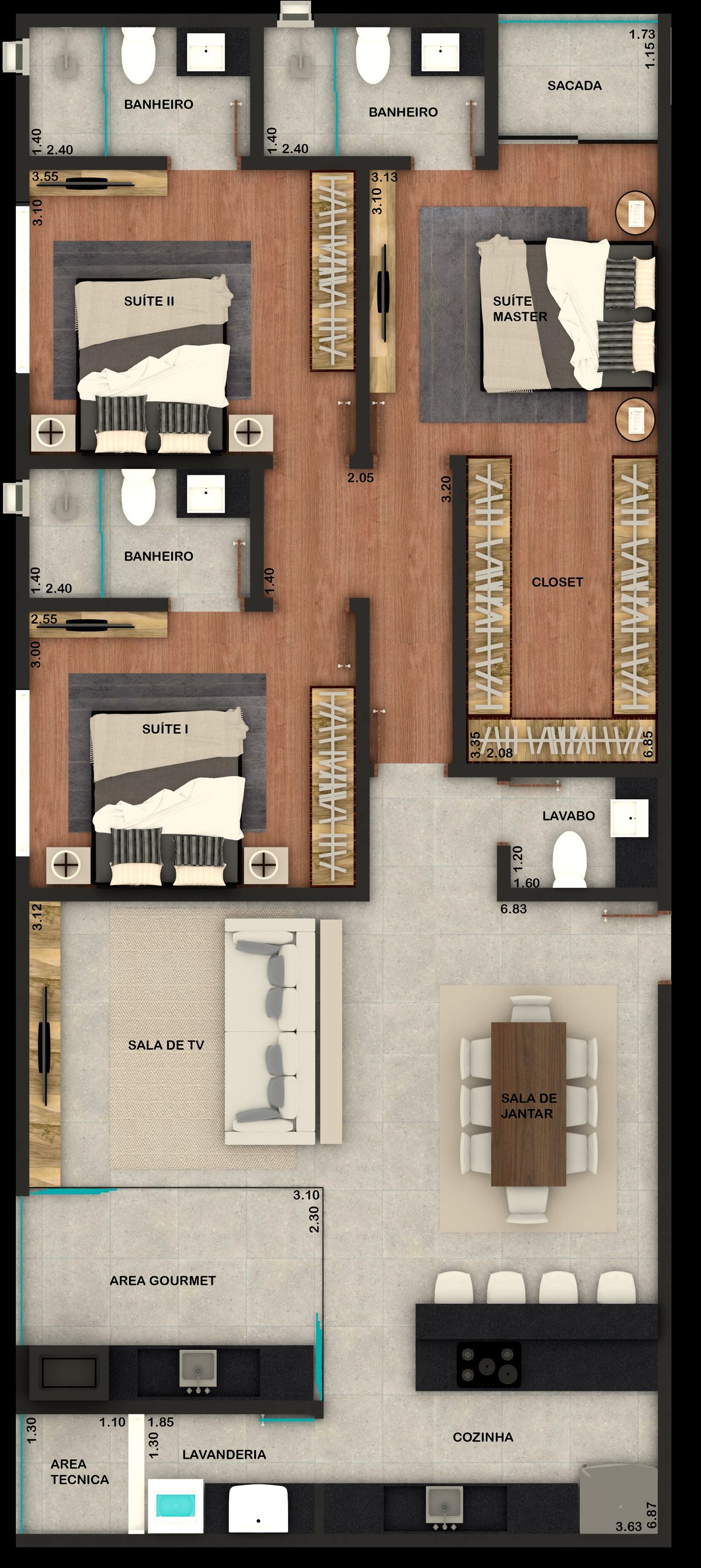 Planta baixa Layout 1 - 119m²