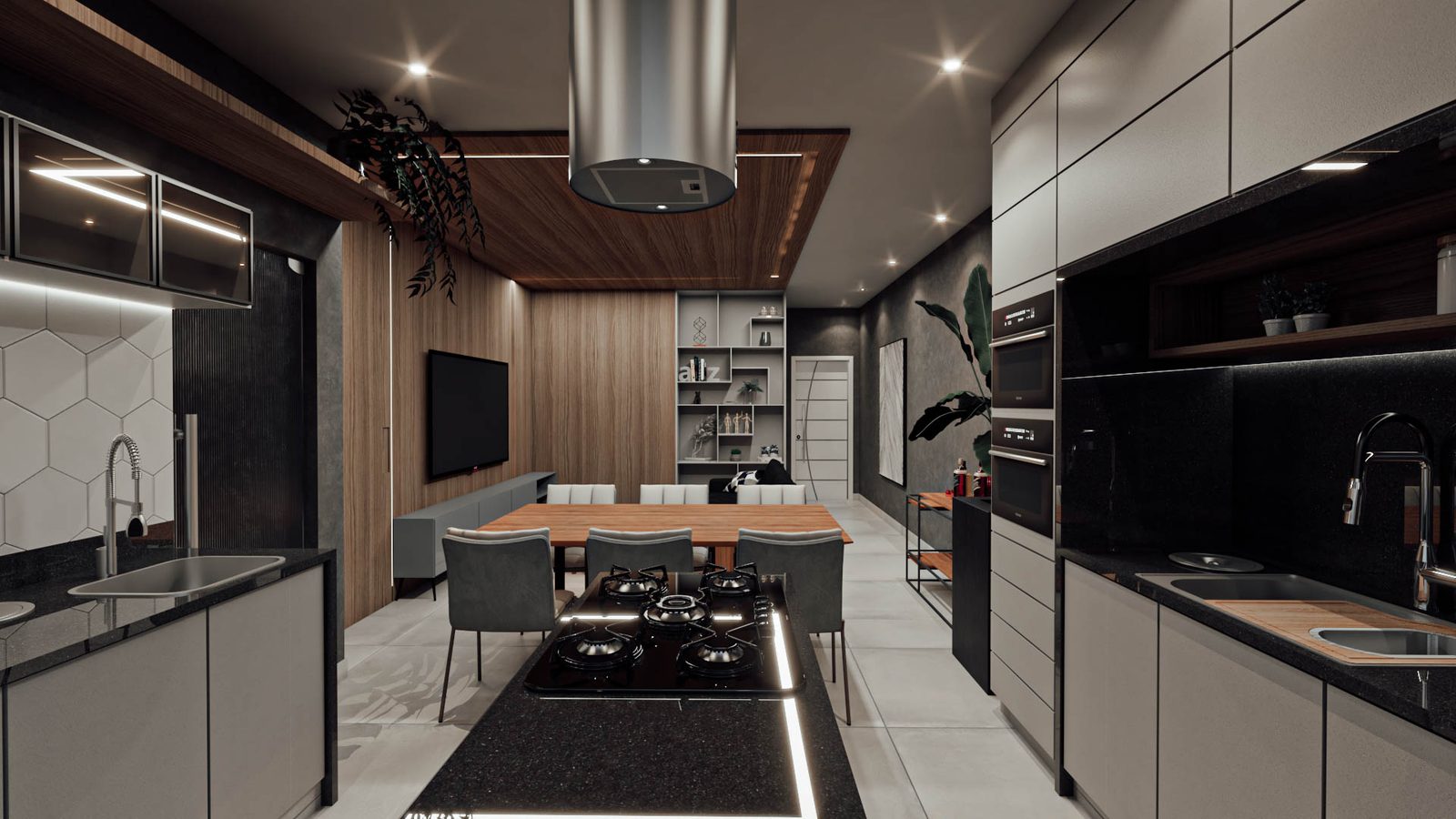 Sala e cozinha integradas